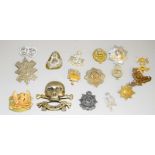 An assortment of sixteen military cap badges