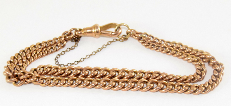 9ct gold Victorian graduated watch chain converted to a bracelet ,by Charles Danil Broughton each