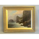 Oil on canvas of a sea scape unsigned in gilt frame 65x55cm