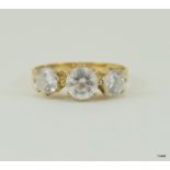 9ct gold ladies 3 stone ring size P