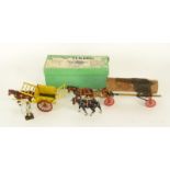 Pre war Brittons boxed die cast metal 'Hay Ladders Cart' together with a Brittons Log Carrier cart