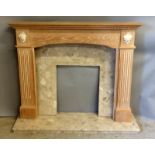 Lime Oak Finish fire surround with marble hearth and back