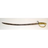 A French brass hilted sabre or cutlass 75cms overall with a 62cms blade length