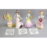 Royal Doulton ltd edition figures with certificates depicting sporting venues Wimbldon, Ascot,