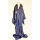 Silk ladies Japanese embroider kimono with quilted lining and lilies with rose decoration