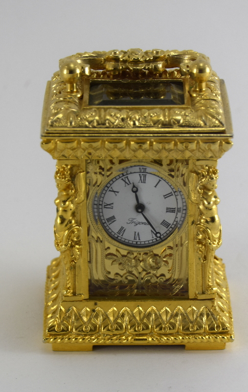 Miniature carriage clock in 19C rococo style