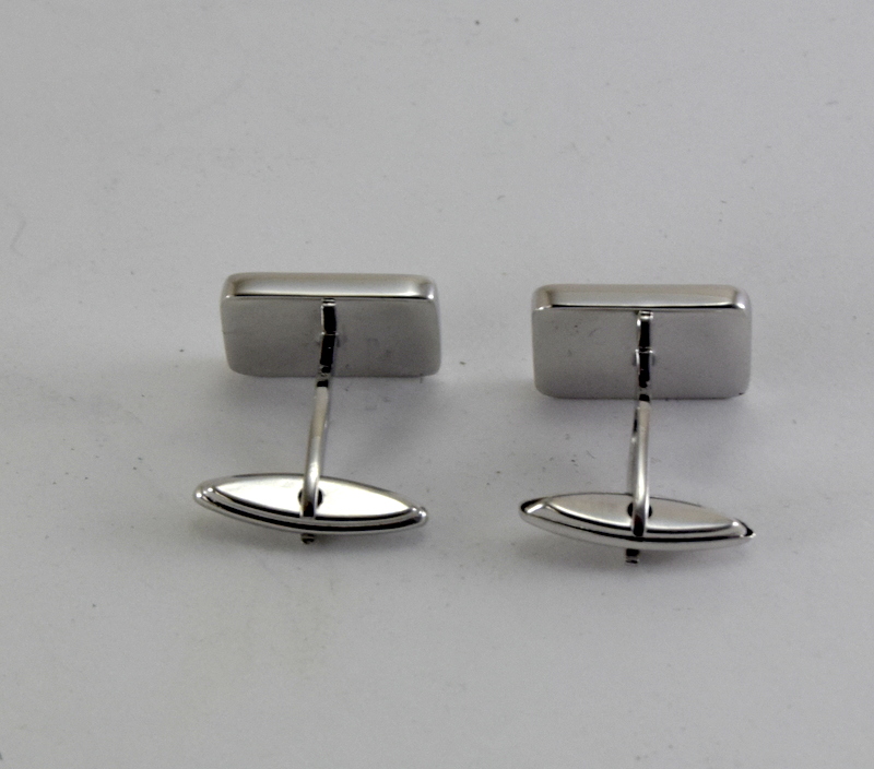 Pair silver cufflinks with blank cartouche - Image 3 of 3