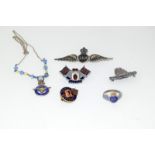 Silver and enamel jewellery of military interest