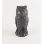 Well carved black forest inkwell in the shape of an Owl 12cm tall