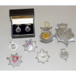 A selection of Military, Police & Fire Brigade badges and cufflinks