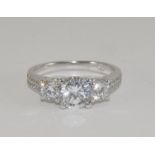 Silver and Cz 3 stone ring