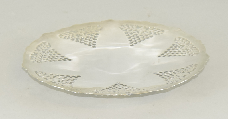 Mappin and Webb silver centre dish with embossed decoration full h/m 28cm diameter - Image 6 of 6