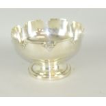 Large silver rose bowl with castled cut out decoration to the top edge 20x14cm full h/m