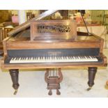 Broadwood and son London mahogany short grand piano with inlaid music rest 95x195x140cm