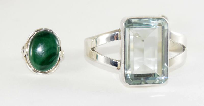 Silver and malachite ring with a silver designer h/m bracelet - Image 5 of 5