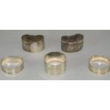 5 mixed silver nap kin rings