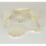 Silver ladies dressing table set with machine tool work and cut glass pot full h/m