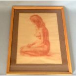 Ken Bates-study of a' female nude' red chalk drawing 50x35cm full details verso