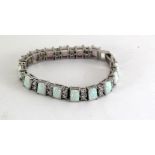 Silver and opal and Cz line bracelet 20cts approx