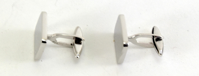 Pair silver cufflinks with blank cartouche - Image 2 of 3