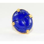 Arabic 21ct yellow gold Lapiz ring in the shape of a scarab beetle total weight 14g