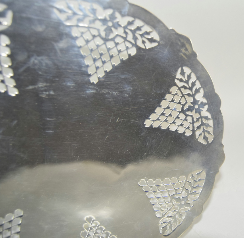 Mappin and Webb silver centre dish with embossed decoration full h/m 28cm diameter - Image 3 of 6