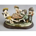 Porcelaine model 4 children playing cards from the original 'The Cheat' 40x25x15cm