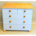 Painted pine chest of drawers. 90 x 97 x 55