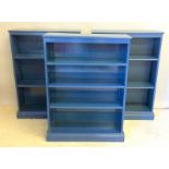 3 painted bookcases 107 x 79 x 24cm