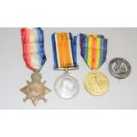 A WW1 1915 Star medal trio named to 8569 Private R.Potts of the Durham Light Infantry with his