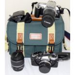 Collection of camera SLR equipment to include Canon EOS500 camera canon efs 18-55mm lens ,28-80 lens