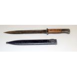 A Third Reich knife bayonet in its steel scabbard 25.5cms blade length