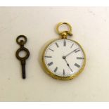 18ct gold pocket watch and key working order