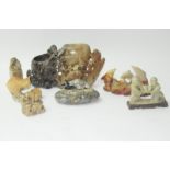 Selection of Oriental carved soapstone figures