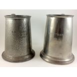 Two engraved pewter tankards