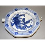 C19th Japanese blue & white pottery plate warmer