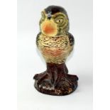 A ceramic grotesque bird tobacco jar in the Martin Brothers style