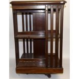 Edwardian inlaid revolving bookcase