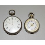 A Victorian silver pocket watches Birmingham 1880 and a second silver watch