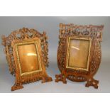 2 wooden fretwork picture frames c1900