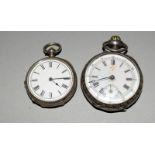 Niello decorated pocket watch and another white metal pocket watch