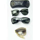 Two pair of vintage Ray Ban sunglasses together a pair of Porche collapsible