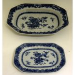 C18 Chinese blue and white dragon design meat platter and a matching tureen stand 38x28x8cm