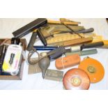 Vintage tools, tapes, measures and plumb lines