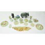 Oriental jadeite carved items to include roundels