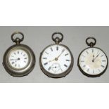 A silver pocket watch London 1885 & two other silver watches