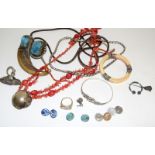 Oriental jewellery items to include coral, turquoise and silver & bone bracelet