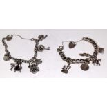 2 x Silver charm bracelets and good charms