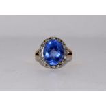 9ct gold ladies diamond blue topaz ring size K