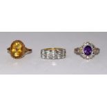 3 x 9ct gold ladies rings